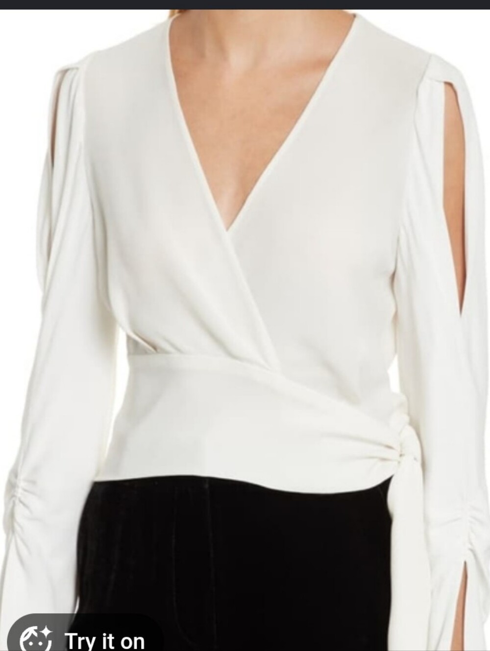 3.1 Phillip Lim Silk Ivory Wrap-Front Blouse with Side Tie 2